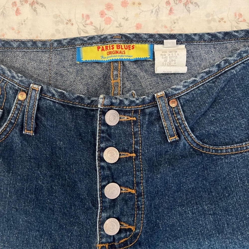 90s Paris Blues Denim Jean Capri Button Fly 100% Cotton Made in USA - Picture 2 of 8